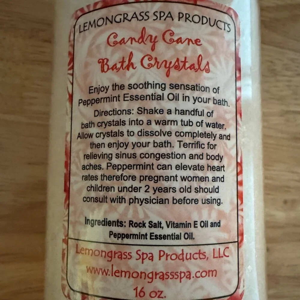 New Lemongrass Spa Products Candy Cane Bath Crystals 16 oz